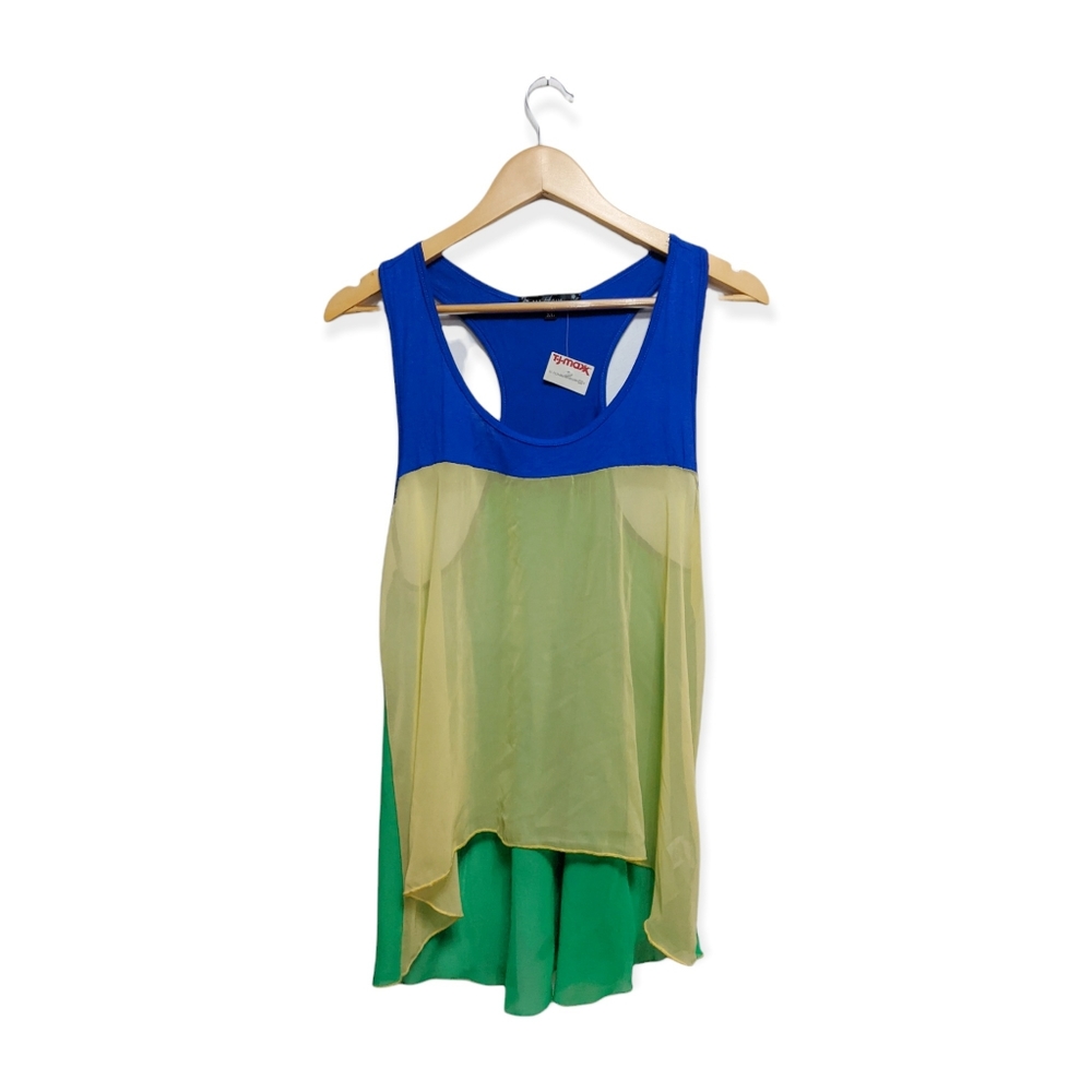 Have Sheer Color Block Tank Top XL